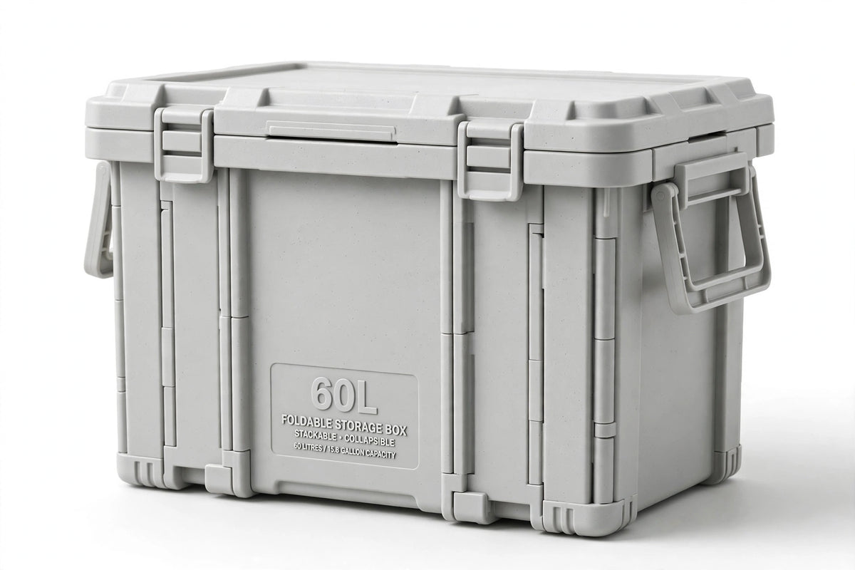 Foldable plastic storage box