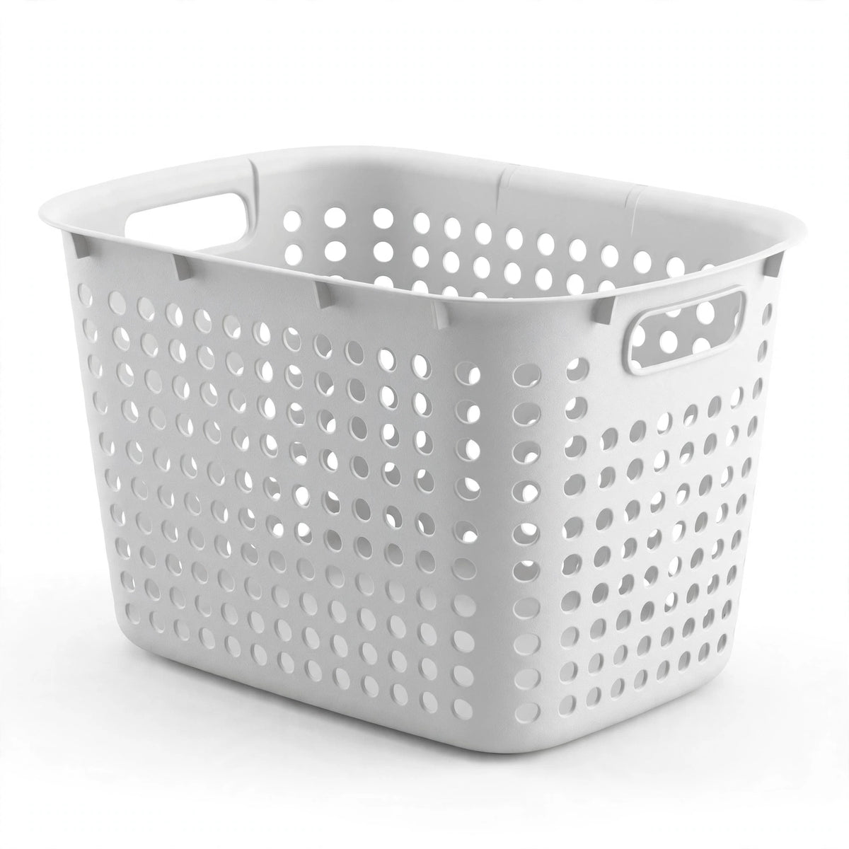 Plastic laundry basket with handles
