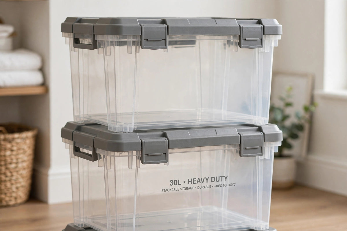 Plastic Storage Box with Lid 30L - Heavy Duty